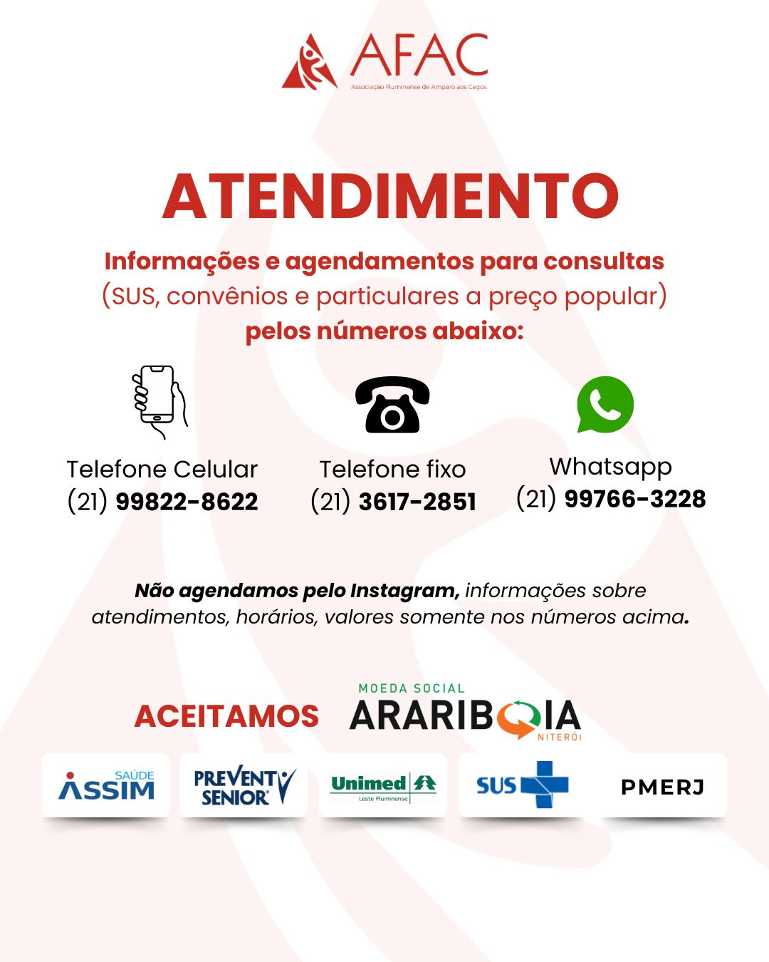 Imagem com os telefones de atendimentos e planos de saude